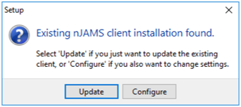 Update, Configure dialog