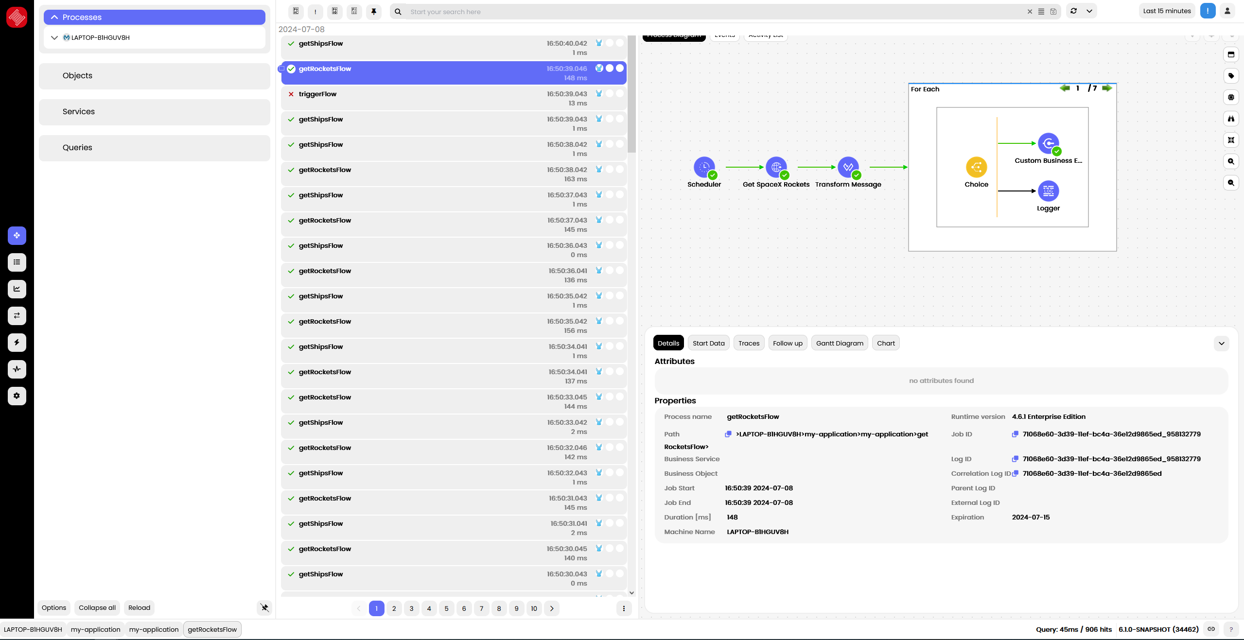 nJAMS UI Main View