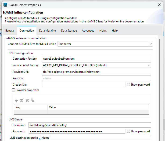 Azure Service Bus Connection Configuration
