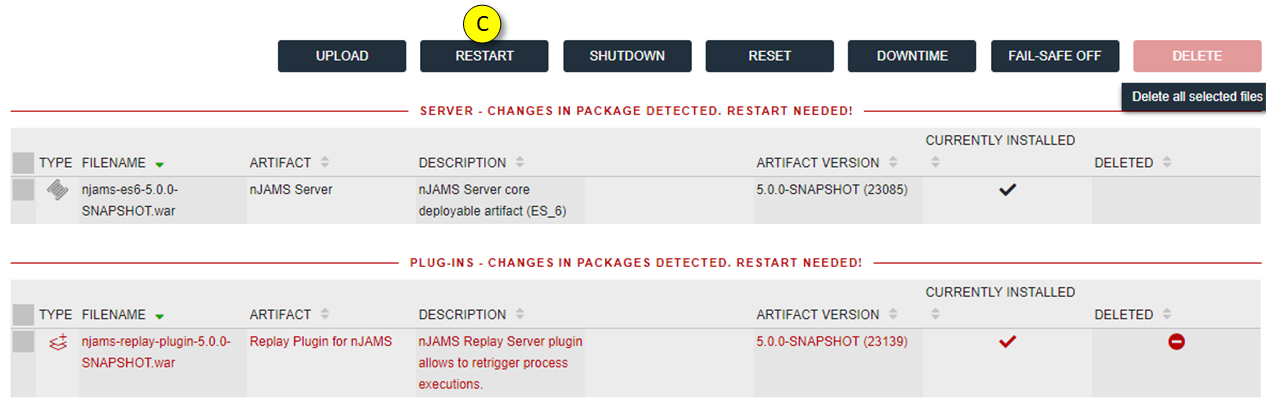 Restart to uninstall plugin