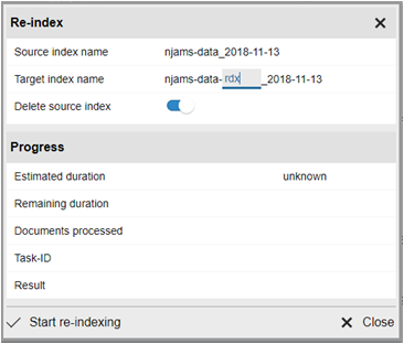 Re-index dialog