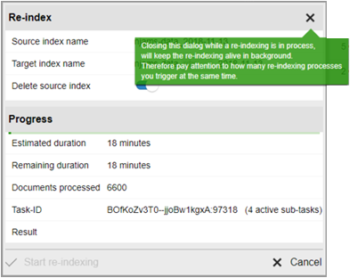 Close re-index dialog