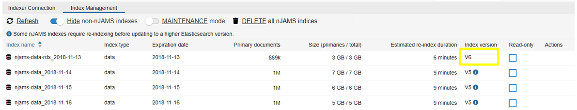 Re-index result