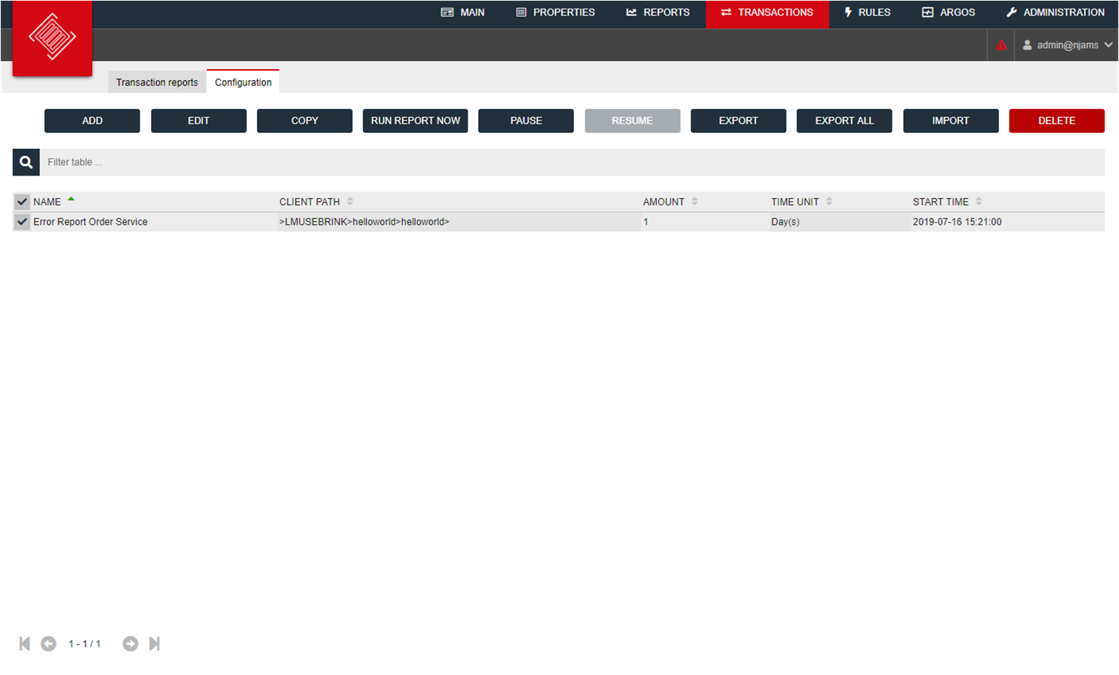 Scheduled Transaction Report Configuration