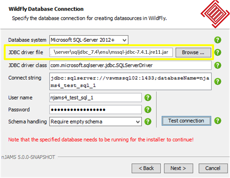 Change jdbc driver