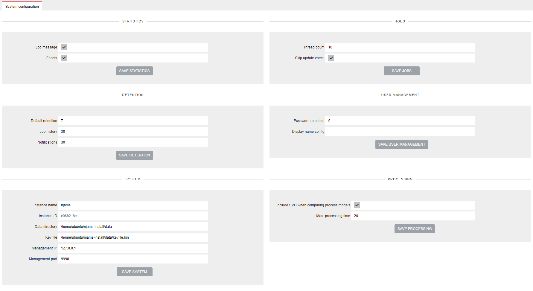 System config