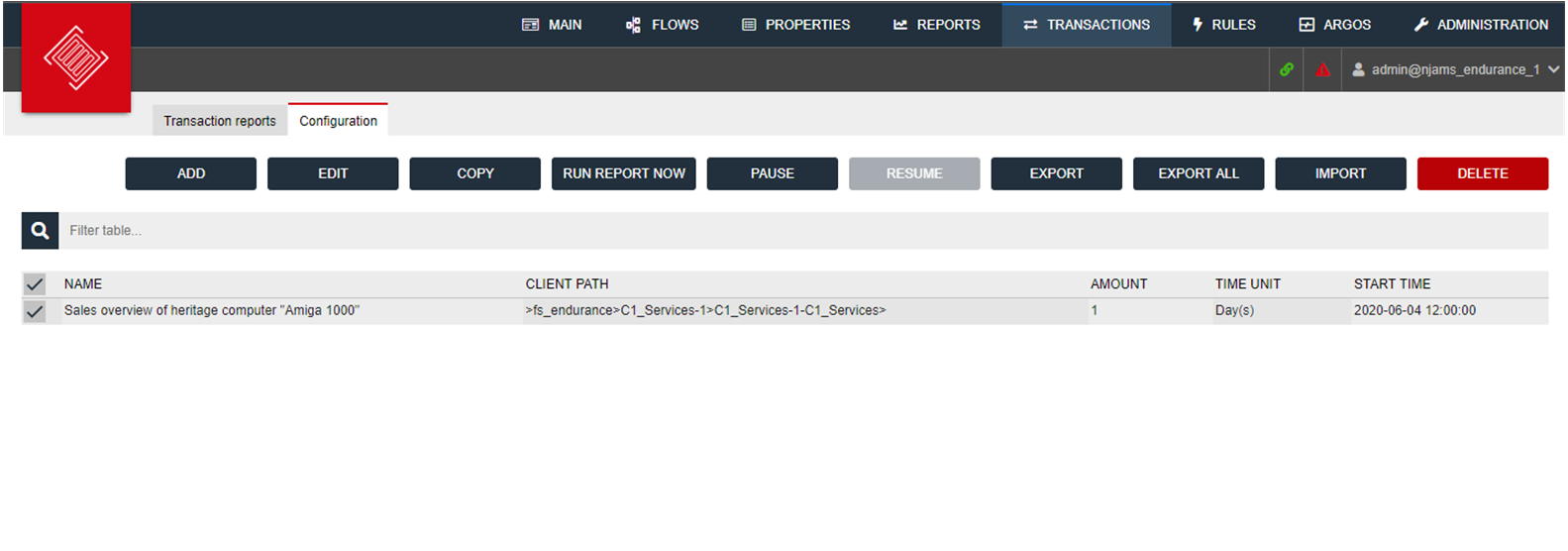 Scheduled Transaction Report