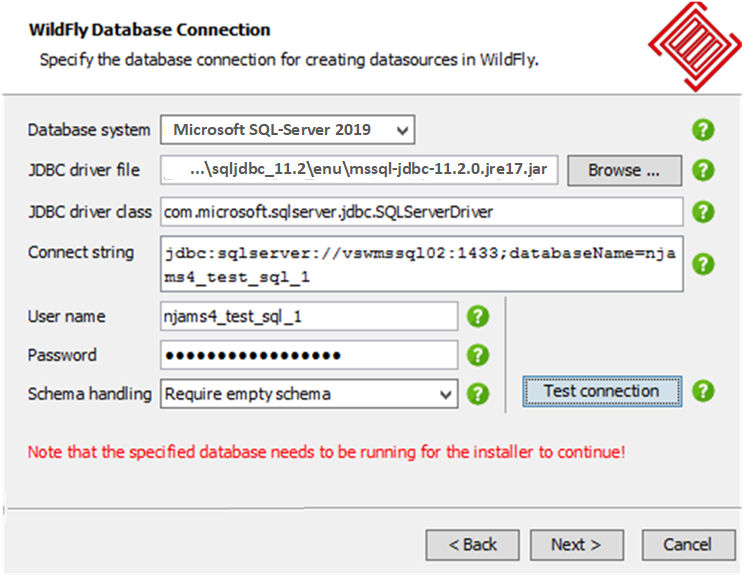 Specify jdbc driver