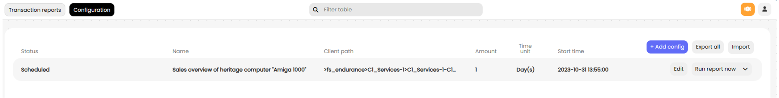 Scheduled Transaction Report