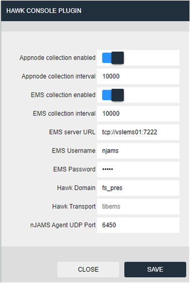 nJAMS Hawk Console feature configuration