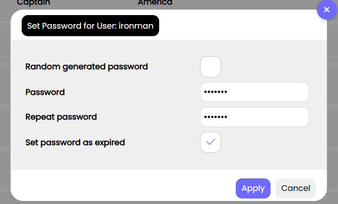 admin-defined password with expiry