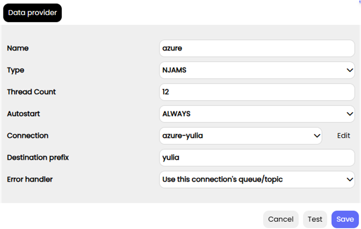 data provider configuration