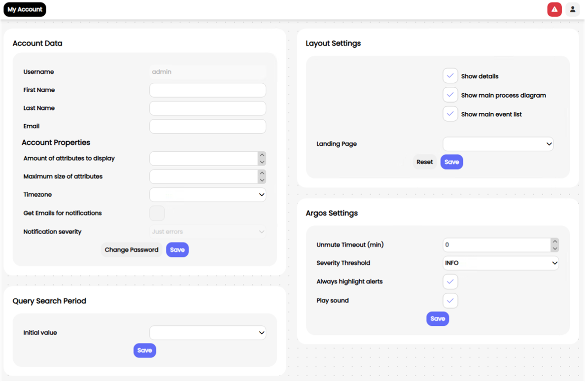 User profile settings