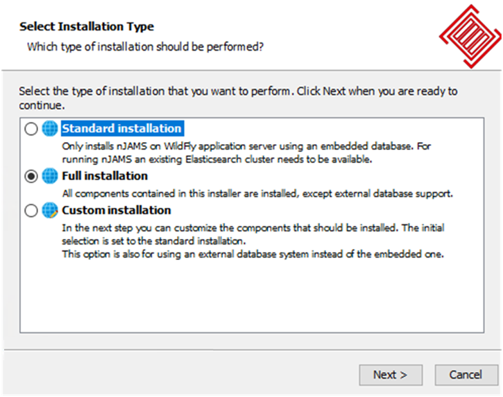 Select installation type